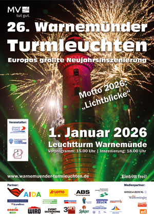 Warnem&uuml;nder Turmleuchten- Plakatmotiv 2026